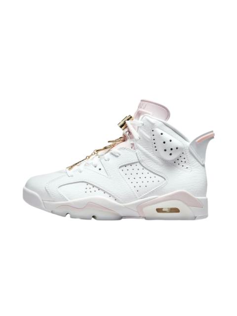 [plus-size shoes] Air Jordαn 6's Gold Hoops White Pink Gold Pendant High Top Basketball Sneakers 29322837