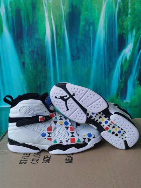[plus-size shoes] Air Jordαn 8 Quai 54 Multicolor Triangle Graphic Unisex Mesh Leather High Top Basketball Shoes 2 colors 29247312