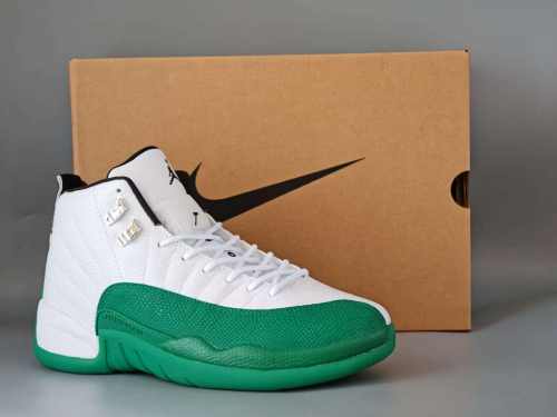 [plus-size shoes] Air Jordαn 12 Retro White Lucky Green Stingray Leather Shock Absorbing High Top Basketball Shoes 29284103