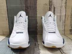 [plus-size shoes] Air @j13  Midnight Navy  White Unisex White & Navy Mid-Top Vintage Basketball Shoes 29323975