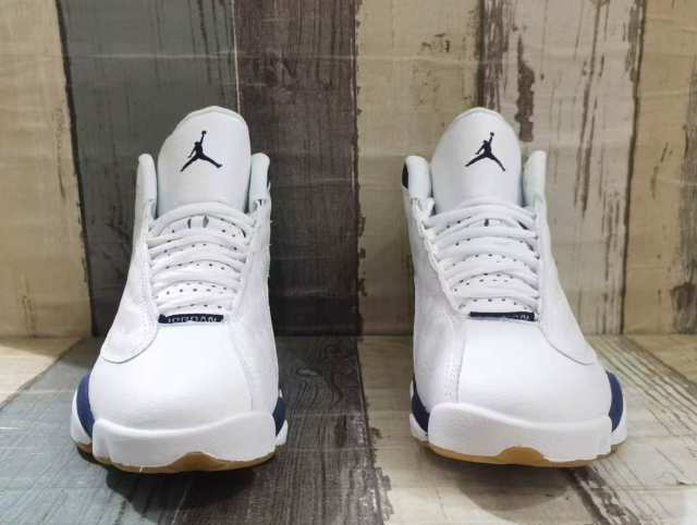 [plus-size shoes] Air @j13  Midnight Navy  White Unisex White & Navy Mid-Top Vintage Basketball Shoes 29323975
