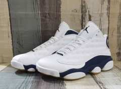 [plus-size shoes] Air @j13  Midnight Navy  White Unisex White & Navy Mid-Top Vintage Basketball Shoes 29323975
