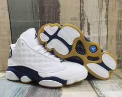 [plus-size shoes] Air @j13  Midnight Navy  White Unisex White & Navy Mid-Top Vintage Basketball Shoes 29323975