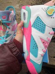 [plus-size shoes] Air Jordαn 6's Doernbecher Air Cushion Detachable Patch Pink White Mint Green High Top Basketball Sneakers 29322778