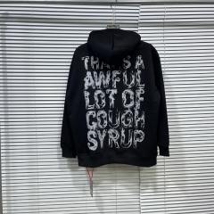 Worn Out White Slogan Print Back Vertical Smoke Distorted Letter Dual Side All Over Print Fleece Hoodie 29355897