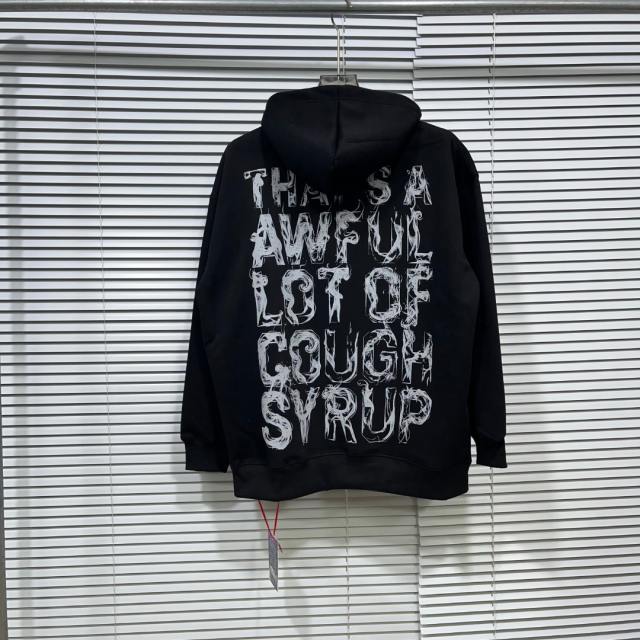 Worn Out White Slogan Print Back Vertical Smoke Distorted Letter Dual Side All Over Print Fleece Hoodie 29355897