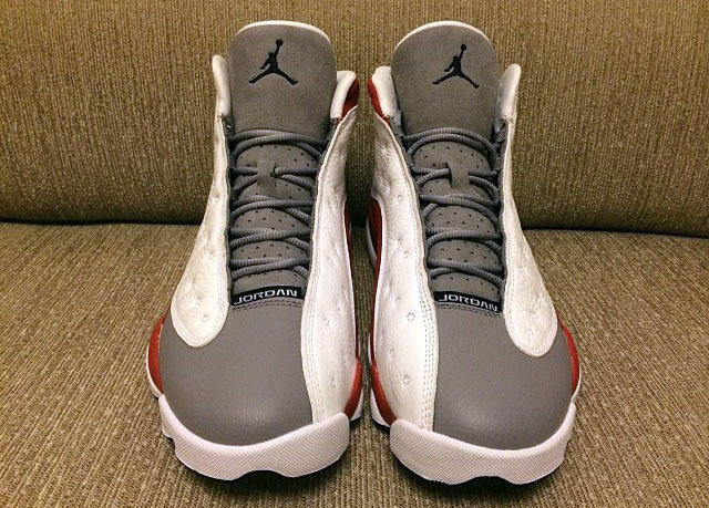 [plus-size shoes] Air @j13 Grey Toe White Red High Top Slip Resistant Shock Absorbing Basketball Sneakers 29284020