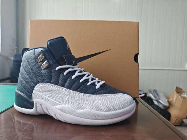 [plus-size shoes] Air Jordαn 12 Retro Navy Obsidian White Genuine Leather Shock Absorbing High Top Basketball Shoes 29284089