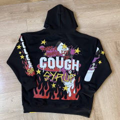 Purple Liquid Foam Cup Yellow Star Border Red Flame Bottom Splash Graffiti Dual Full Sleeve Syrup Cup Fire Star Print Fleece Hoodie 29355862