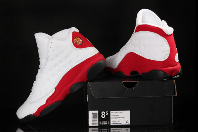 [plus-size shoes] Air @j13 Chicago White Red Genuine Leather Cushion Support Non Slip High Top Basketball Shoes 29284033
