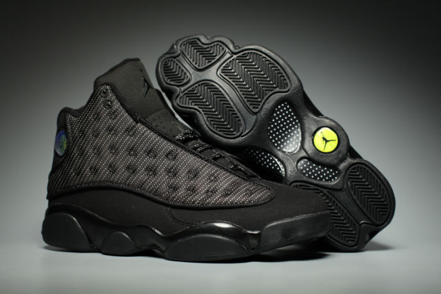 [plus-size shoes] Air @j13 Retro 3M Black Cat Black Unisex GS Mid-Top Basketball Shoes 29324253