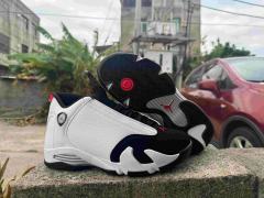 [plus-size shoes] Air Jordαn 14 Black Toe Retro White Black Red Mixed Material Leather Cushioned Vintage Basketball Shoes 29323041