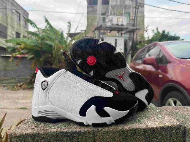 [plus-size shoes] Air Jordαn 14 Black Toe Retro White Black Red Mixed Material Leather Cushioned Vintage Basketball Shoes 29323041