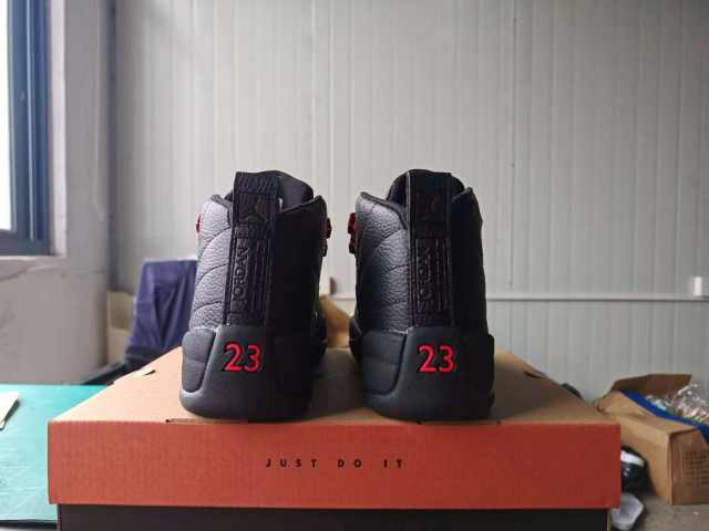 [plus-size shoes] Air Jordαn 12 Retro Bred Black Red Pebbled Leather Shock Absorbing High Top Basketball Shoes 29284147