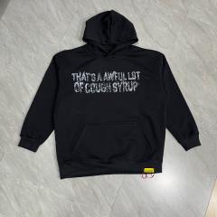 Worn Out White Slogan Print Back Vertical Smoke Distorted Letter Dual Side All Over Print Fleece Hoodie 29355897