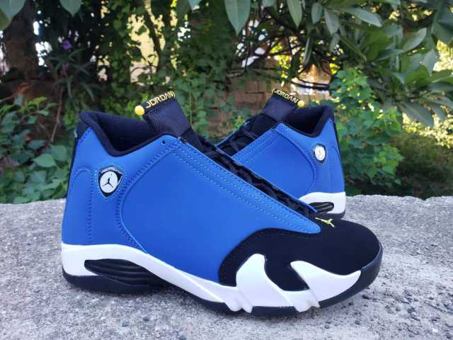 [plus-size shoes] Air Jordαn 14 Retro Low Laney Anti-slip Lightweight Men's Black and Blue Vintage Basketball Shoes 29323012
