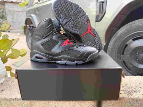 [plus-size shoes] Air Jordαn 6's BIN 23 Black Red Transparent Outsole High Top Basketball 29322797