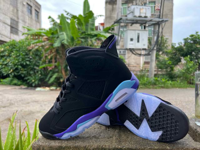 [plus-size shoes] Air Jordαn 6's Aqua Retro Black Purple Light Blue High Top Basketball Sneakers 29322789