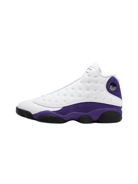 [plus-size shoes] Air @j13 Retro PU Purple and Gold Lakers White Purple Color Block Unisex Cushioned High-Top Basketball Shoes 29323963