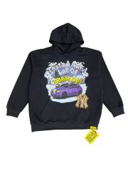 Drip Graffiti Font Slogan Purple Wagon Statue Liberty Ny Skyline Pink Yellow Ny Logo Print Fleece Hoodie 29355895