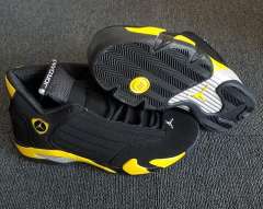 [plus-size shoes] Air Jordαn 14 Thunder Retro Black Yellow Full Grain Leather Shock Absorbing Basketball Sneakers 29323925