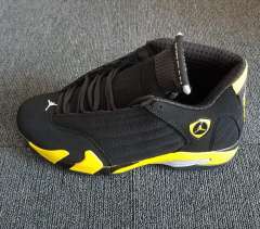 [plus-size shoes] Air Jordαn 14 Thunder Retro Black Yellow Full Grain Leather Shock Absorbing Basketball Sneakers 29323925