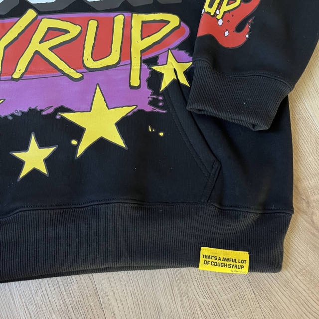 Purple Liquid Foam Cup Yellow Star Border Red Flame Bottom Splash Graffiti Dual Full Sleeve Syrup Cup Fire Star Print Fleece Hoodie 29355862
