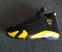 [plus-size shoes] Air Jordαn 14 Thunder Retro Black Yellow Full Grain Leather Shock Absorbing Basketball Sneakers 29323925