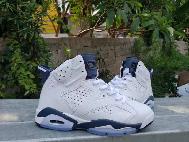 [plus-size shoes] Air Jordαn 6's Jmidnight navy Retro Air Cushion White Navy Blue Crystal Clear Outsole High Top Basketball Sneakers 29322817