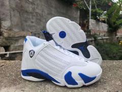 [plus-size shoes] Air Jordαn 14 Hyper Royal Cushioned Anti-slip Wear-resistant Lightweight Unisex White and Blue Low-top Vintage Basketball Shoes 29323006