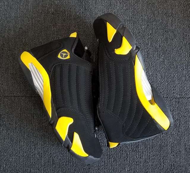 [plus-size shoes] Air Jordαn 14 Thunder Retro Black Yellow Full Grain Leather Shock Absorbing Basketball Sneakers 29323925