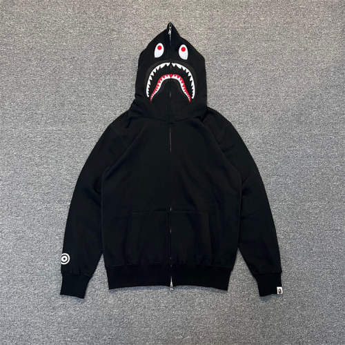 [Best Quality] 1:1 BAPE Shark Full Zip Basic Zip-up Hoodie Black Gray