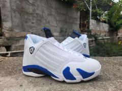 [plus-size shoes] Air Jordαn 14 Hyper Royal Cushioned Anti-slip Wear-resistant Lightweight Unisex White and Blue Low-top Vintage Basketball Shoes 29323006