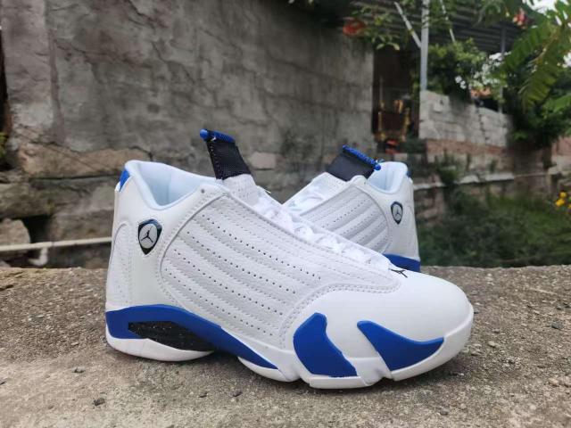 [plus-size shoes] Air Jordαn 14 Hyper Royal Cushioned Anti-slip Wear-resistant Lightweight Unisex White and Blue Low-top Vintage Basketball Shoes 29323006
