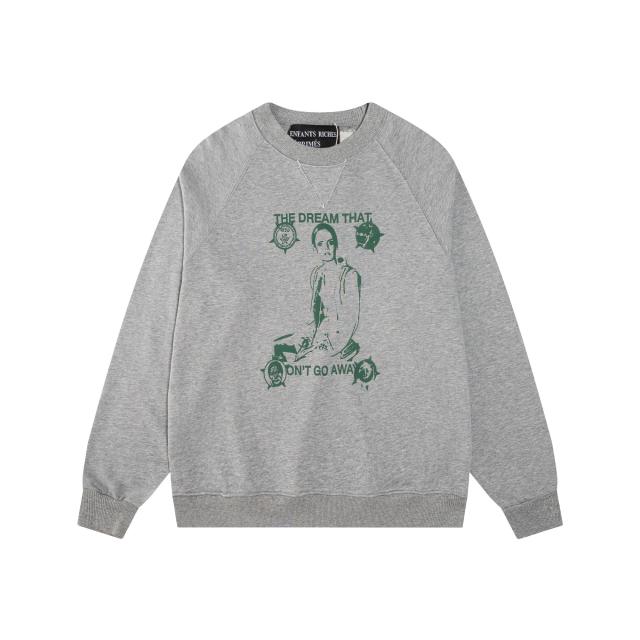 ERD Heather Grey Raglan Crewneck Pullover ERD Figure Graphic "The Dream That Don’t Go Away" Sweatshirt