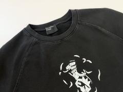 ERD Black Vintage Washed Crewneck Le Rosey Skull Rose Distressed Grunge Sweatshirt