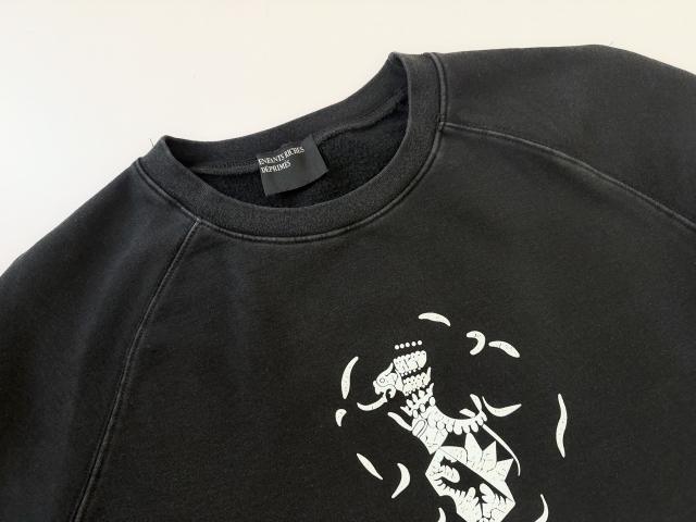 ERD Black Vintage Washed Crewneck Le Rosey Skull Rose Distressed Grunge Sweatshirt