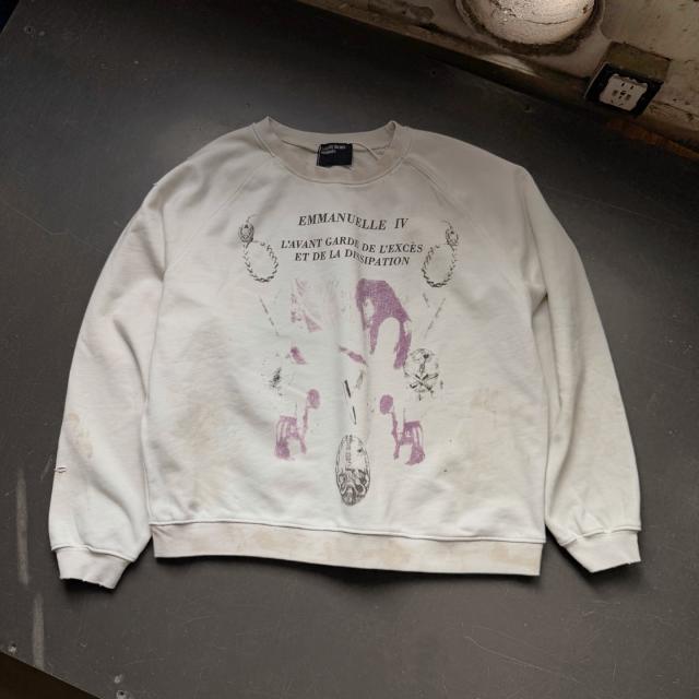ERD Crewneck Emmanuelle IV Purple Print Distressed Grunge Sweatshirt