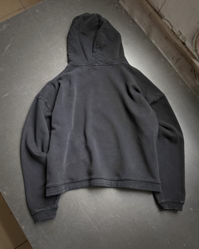 ERD Black Vintage Washed Cropped Hoodie ERD Lovers Figure Grunge Streetwear Hoodie