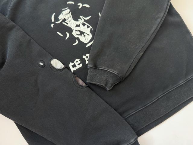 ERD Black Vintage Washed Crewneck Le Rosey Skull Rose Distressed Grunge Sweatshirt