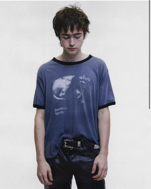 ERD Enfants Riches Déprimés Grey Vintage Ringer Tee Porcelain Ullach Skull Graphic Gothic Streetwear Tee