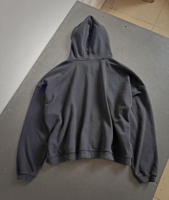 ERD Distressed Black Cropped Zip Hoodie ERD Embroidered Logo Hoodie
