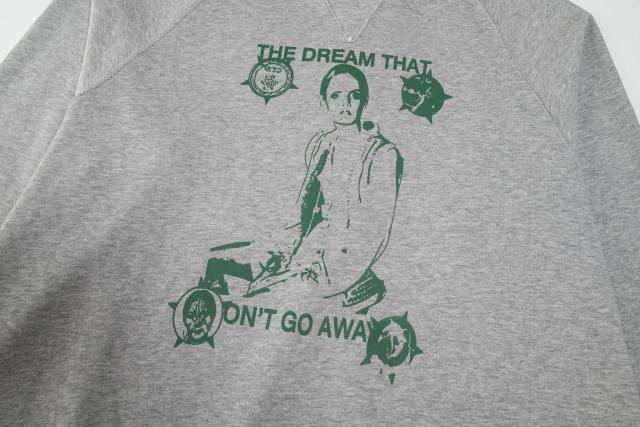 ERD Heather Grey Raglan Crewneck Pullover ERD Figure Graphic "The Dream That Don’t Go Away" Sweatshirt