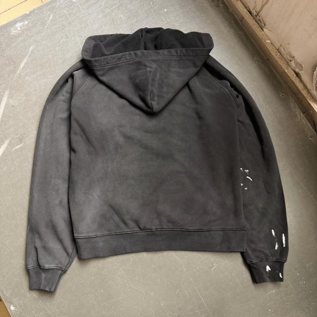 ERD Washed Black Distressed Cropped Hoodie Number Print Paint Splatter Streetwear Hoodie