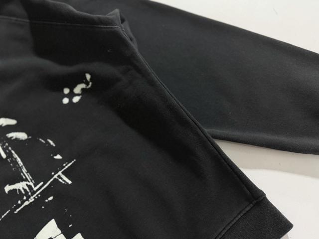 ERD Black Vintage Washed Crewneck European University Text Print Retro Grunge Sweatshirt