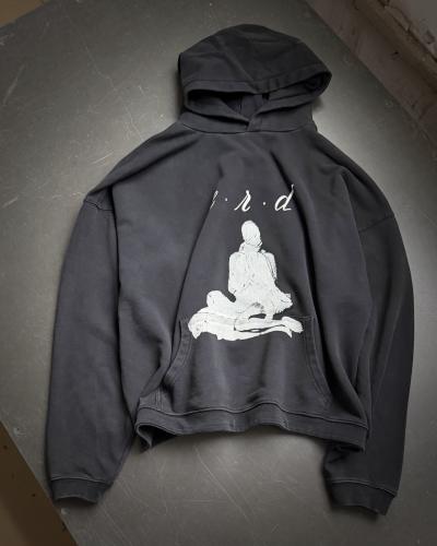 ERD Black Vintage Washed Cropped Hoodie ERD Lovers Figure Grunge Streetwear Hoodie