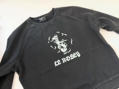 ERD Black Vintage Washed Crewneck Le Rosey Skull Rose Distressed Grunge Sweatshirt