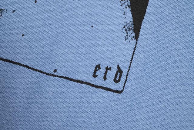 ERD Light Blue Raglan Crewneck Pullover ERD Nun Sketch Portrait Graphic Vintage Sweatshirt