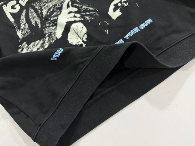 ERD VWashed Black Raglan Crewneck Pullover ERD Crime Figure Graphic Streetwear Sweatshirt