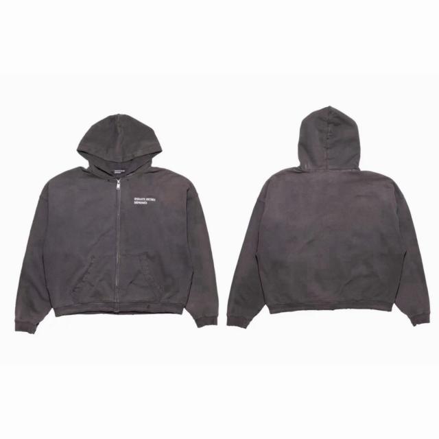 ERD Distressed Black Cropped Zip Hoodie ERD Embroidered Logo Hoodie